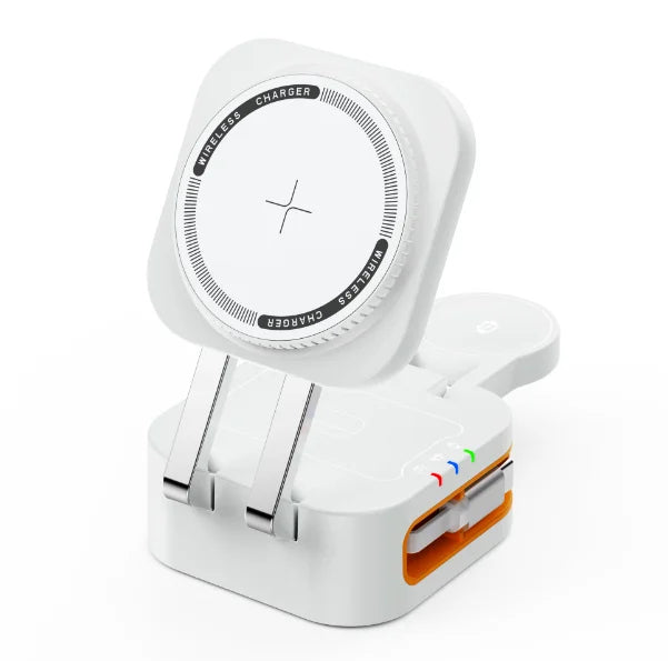 Compact wireless charging station for Apple devices
