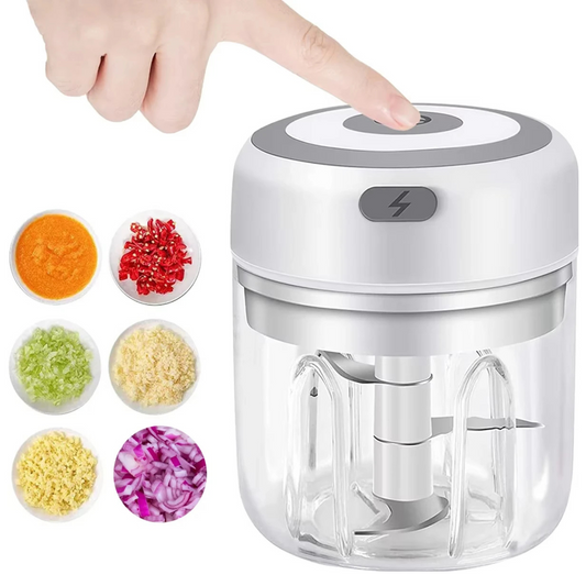 Mini food processor chopping vegetables