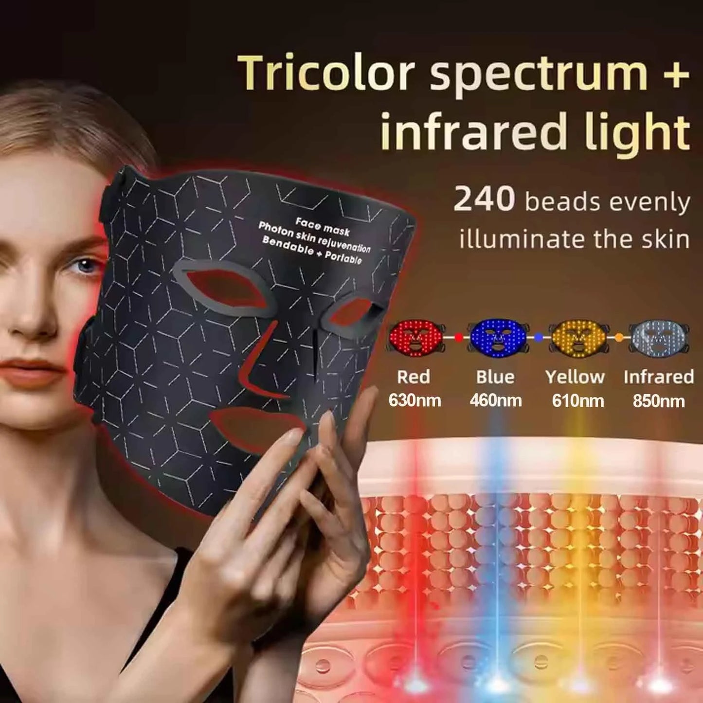 4-mode LED face mask for blemishes and dullness