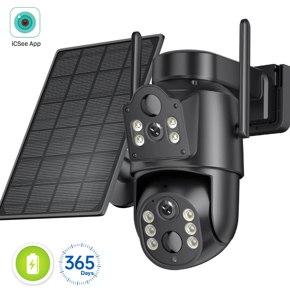 4K dual lens solar security camera