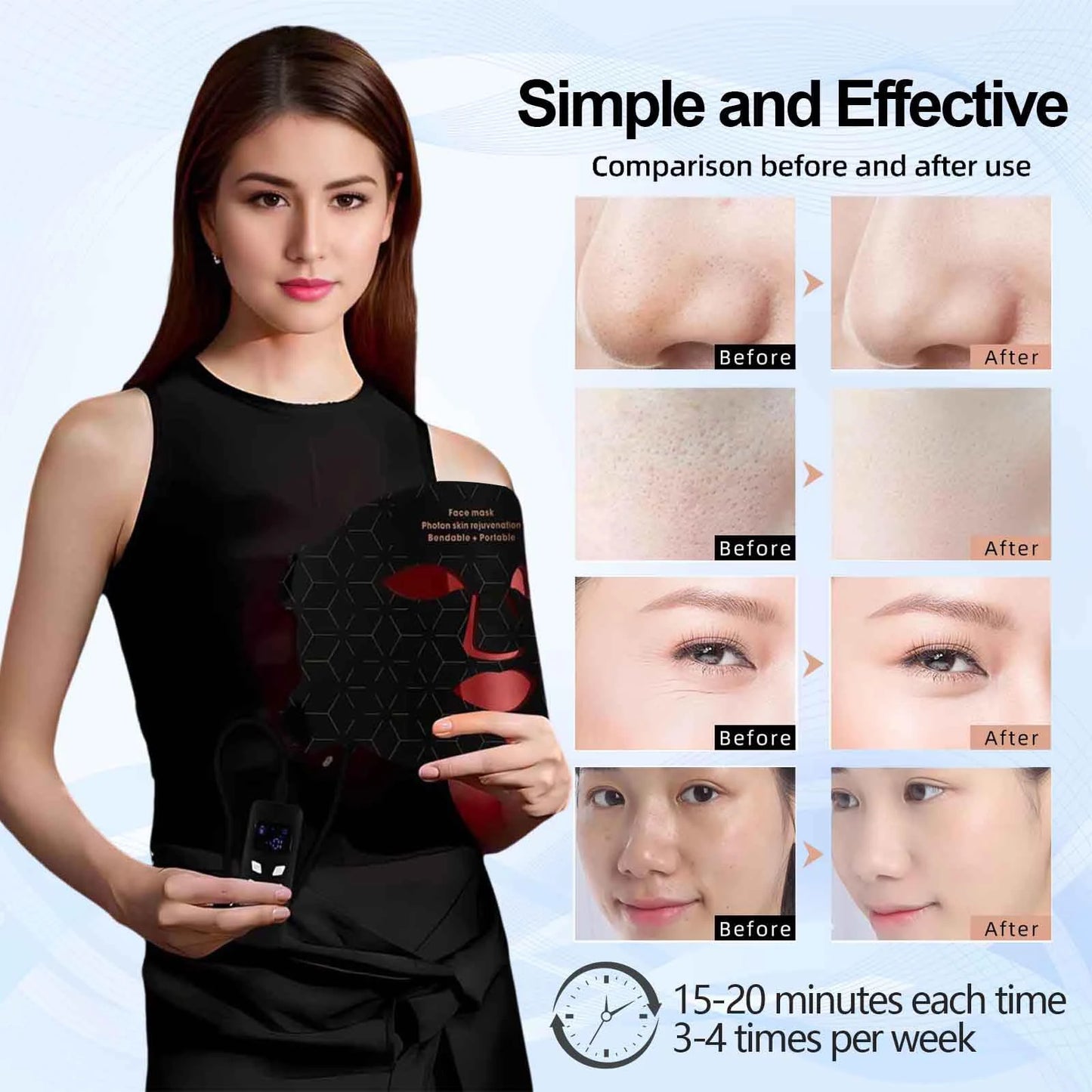 630nm red light therapy face mask for skin renewal