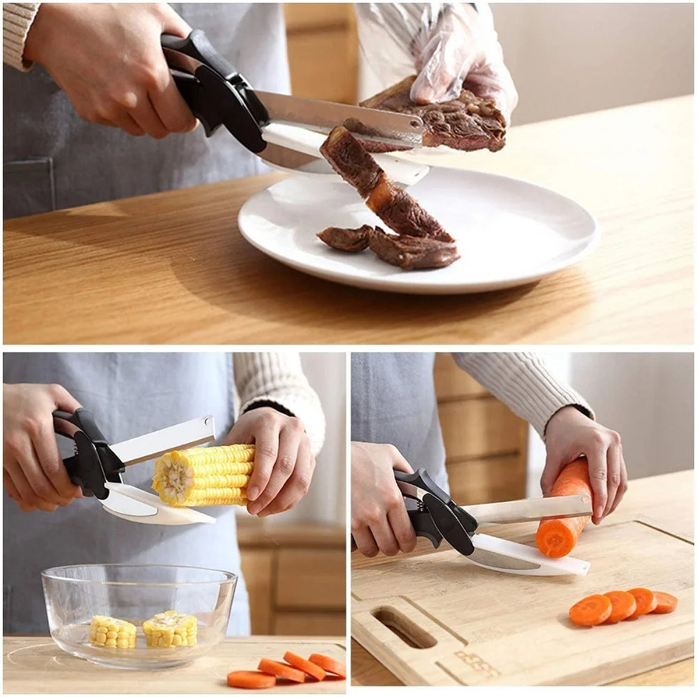 Kitchen Scissors with Cutting Board – 2-in-1 Chopping Tool for Fast Food Prep
