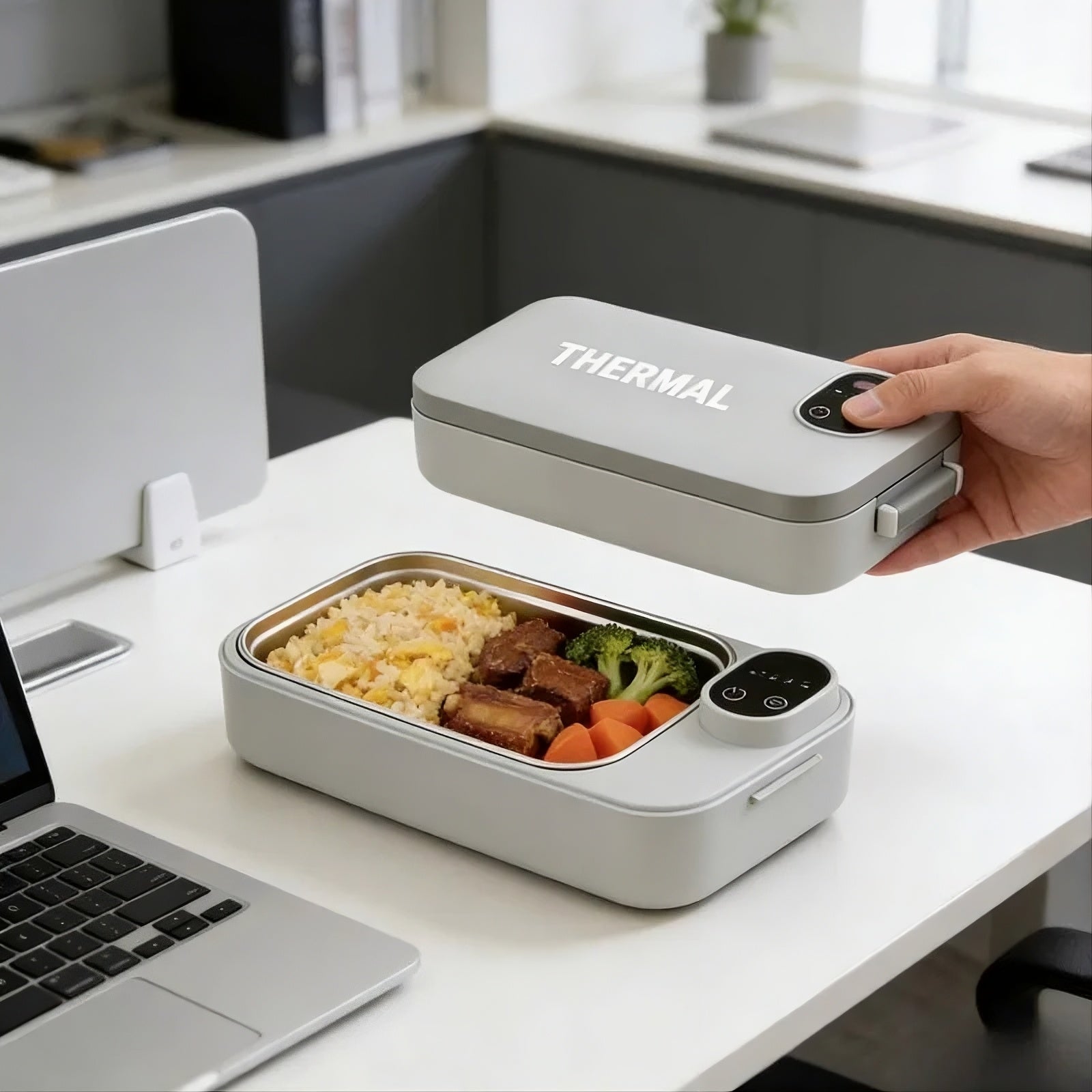 900ml heated lunch box with dual-section layout