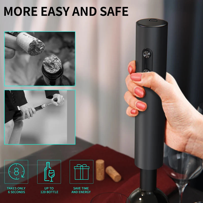 Battery-powered electric wine corkscrew