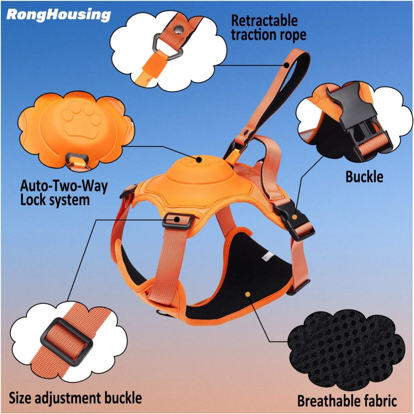 Comfortable padded dog walking harness