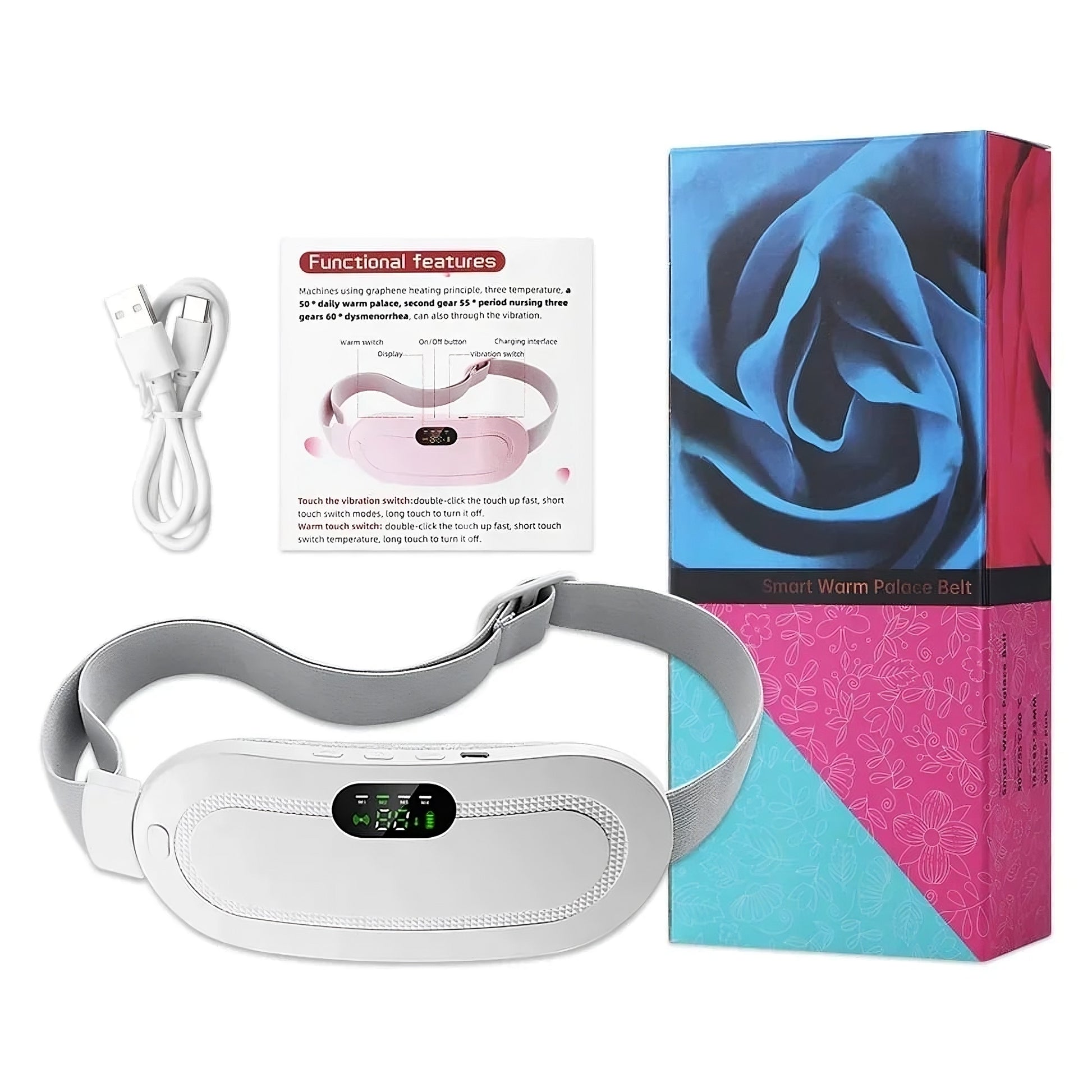 Discreet menstrual heating belt under clothing