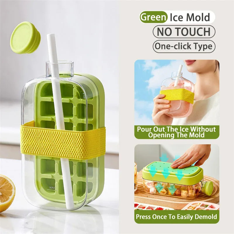 Durable plastic ice cube tray with lid
