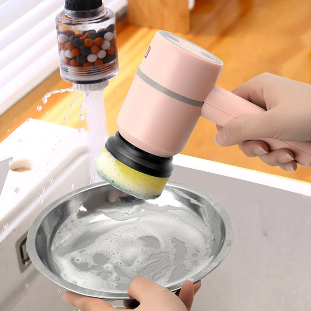 Electric cleaning dish brush with 3 heads