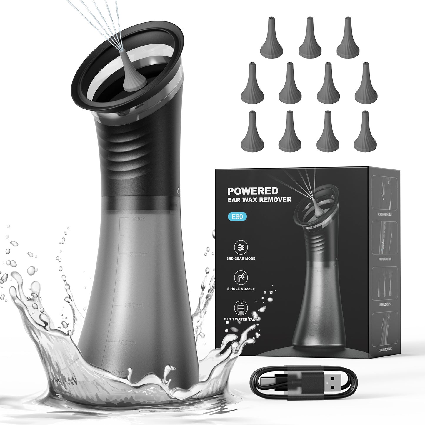 Electric ear cleaning kit with tank