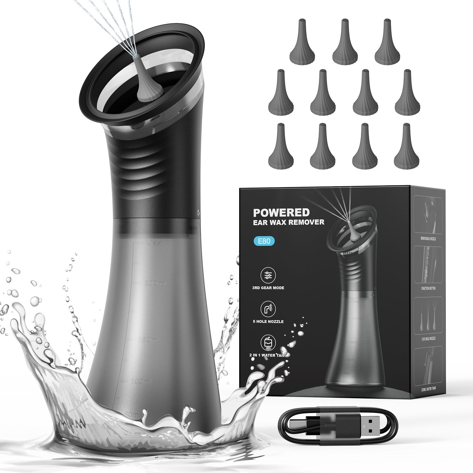 Electric ear cleaning kit with tank