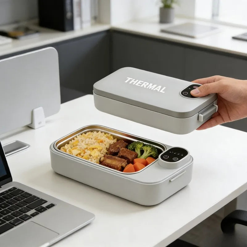 Electric lunch box warmer with power bank compatibility