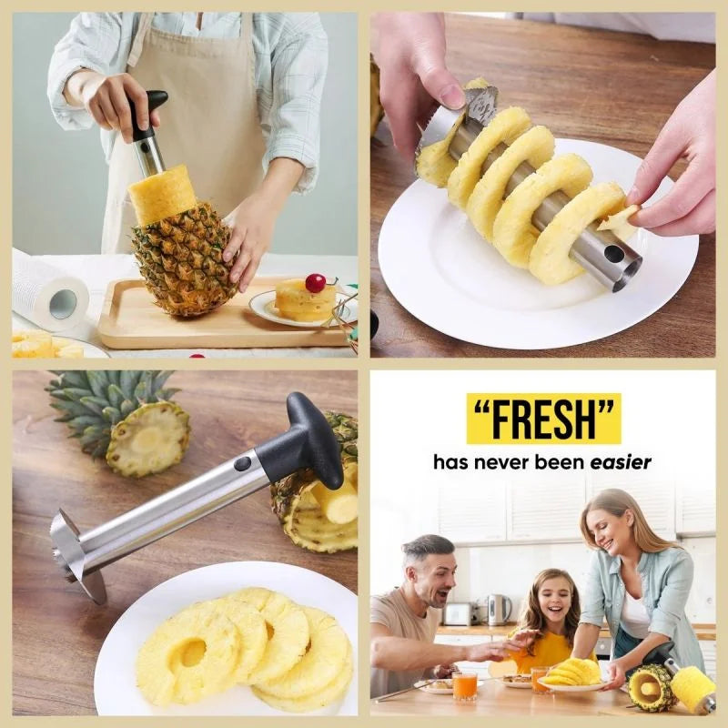 Ergonomic pineapple slicer with non-slip handle