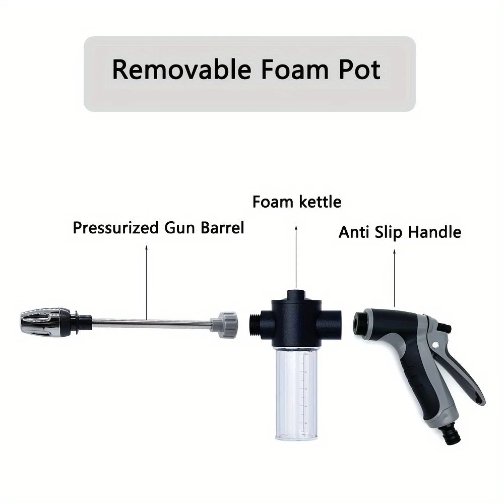 Garden hose spray gun for car and patio cleaning