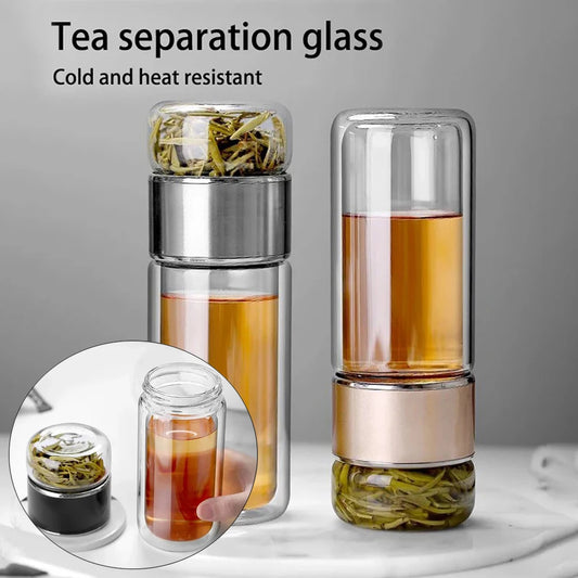 Glass tea infuser bottle with filter