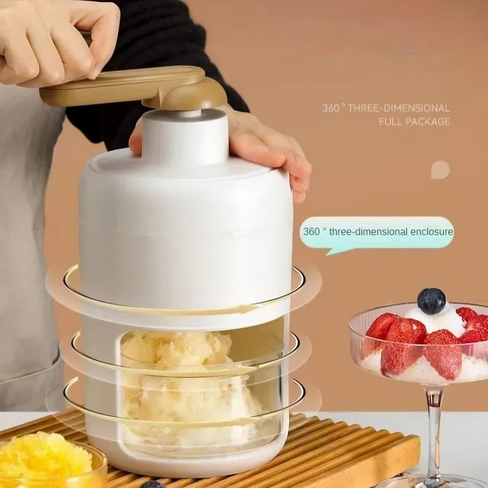 Hand-crank ice shaver for snow cones
