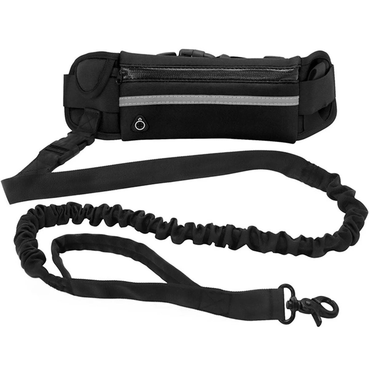 Hands-free leash with poop bag pouch