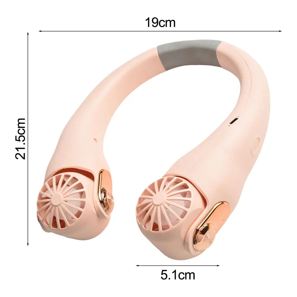 Hands-free neck fan safe for long hair