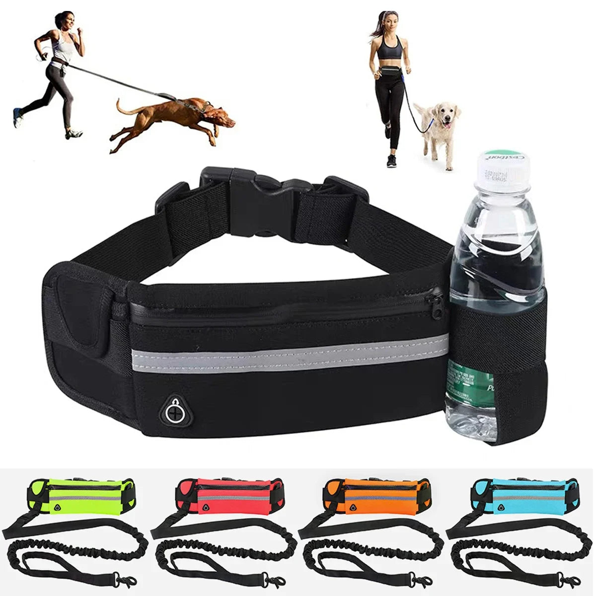 Hands free dog leash with padded waistband
