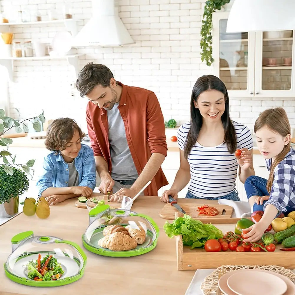 Heat-resistant food cover with handle