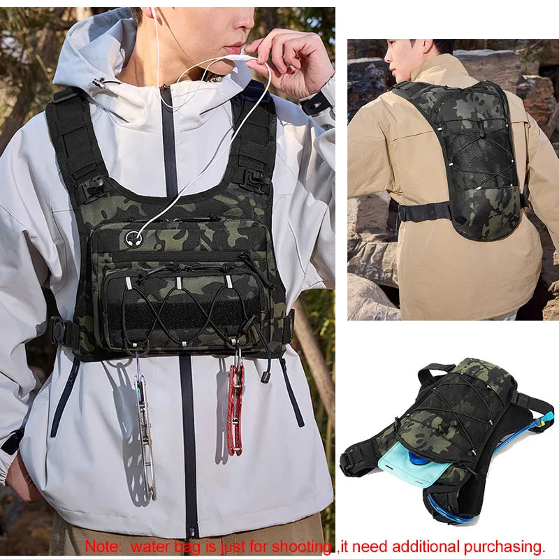 Lightweight running chest pack with water bladder