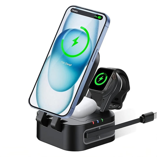 Magnetic 3-in-1 wireless charging station