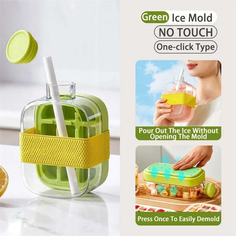 Mess-free ice cube tray in freezer