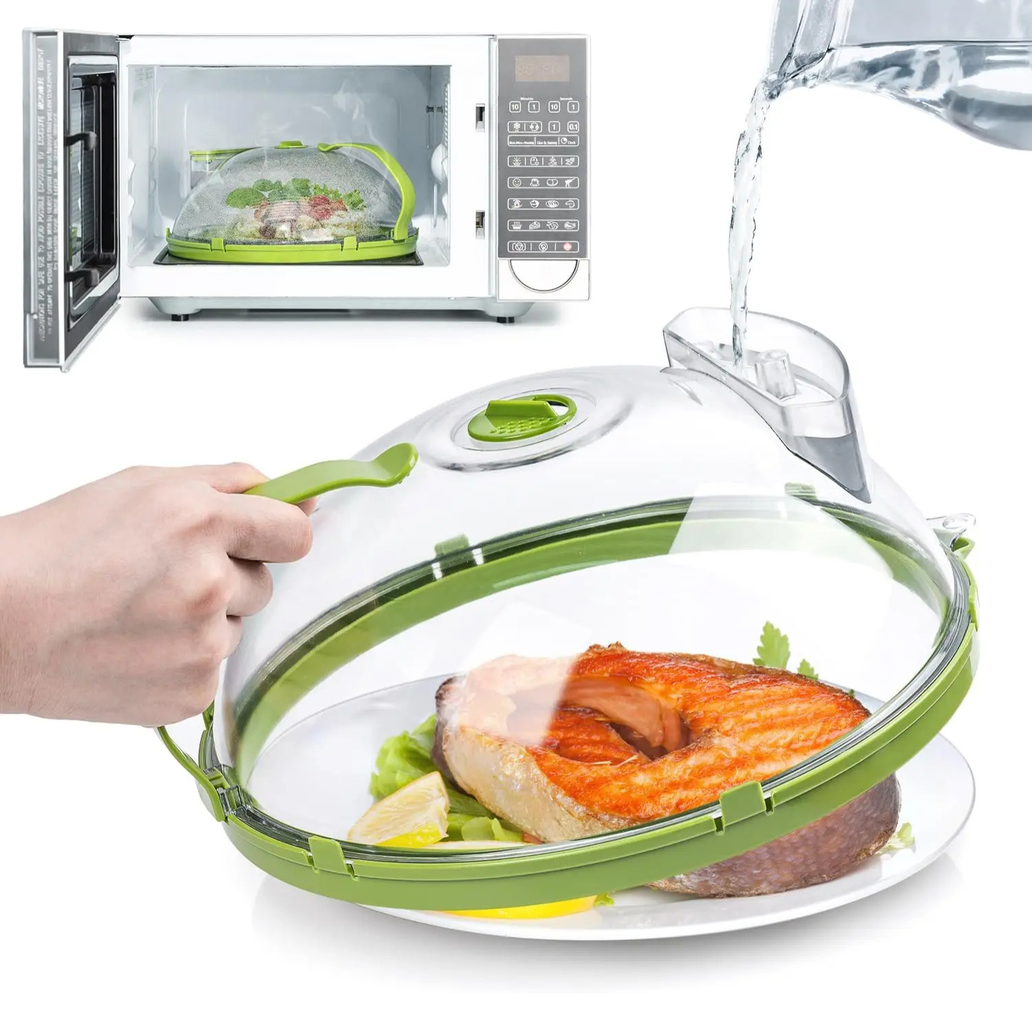 Microwave food cover with steam vents
