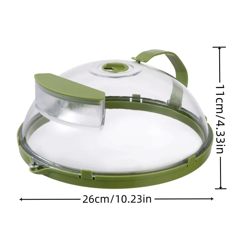 Microwave steamer cover in use
