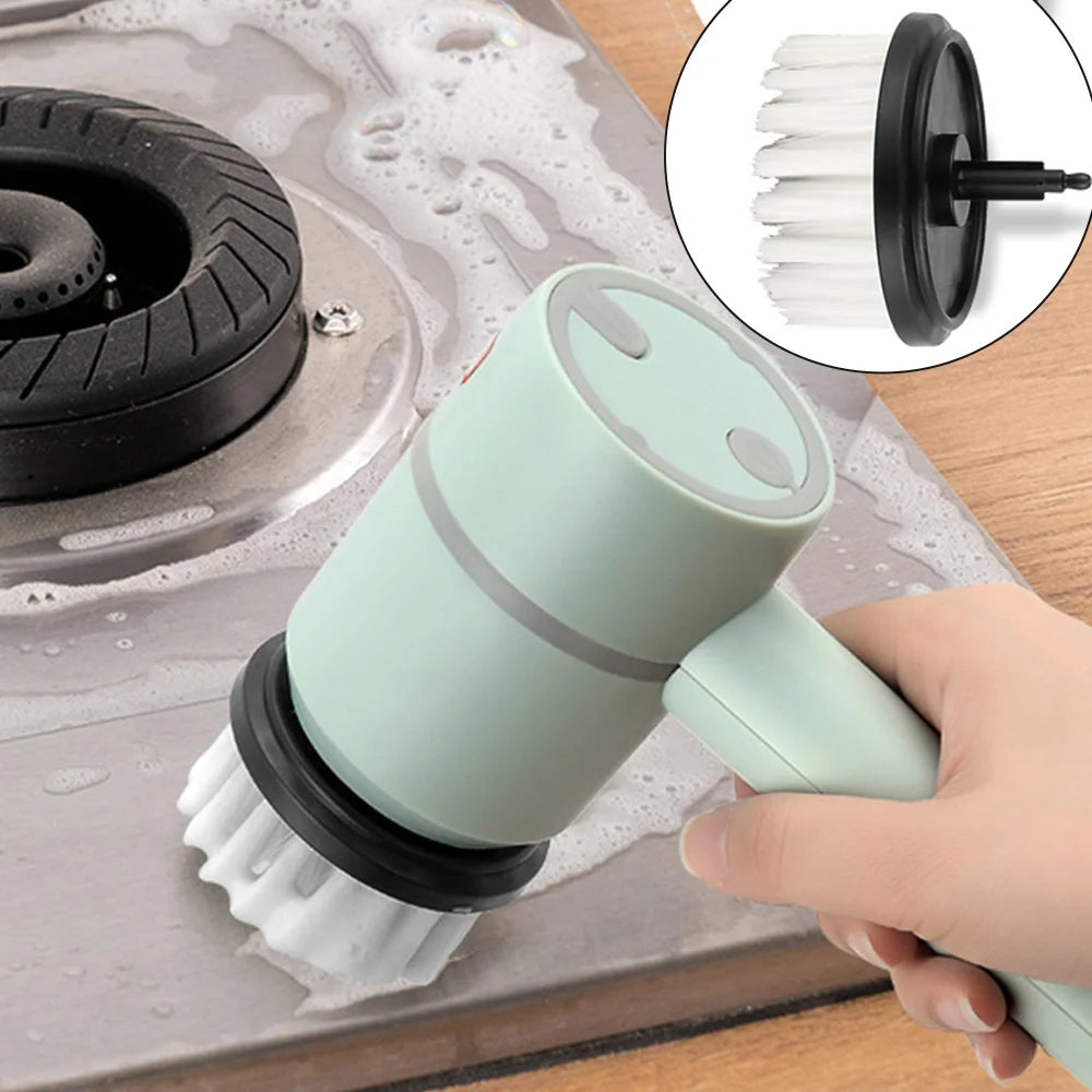 Multi-functional cleaning brush in use