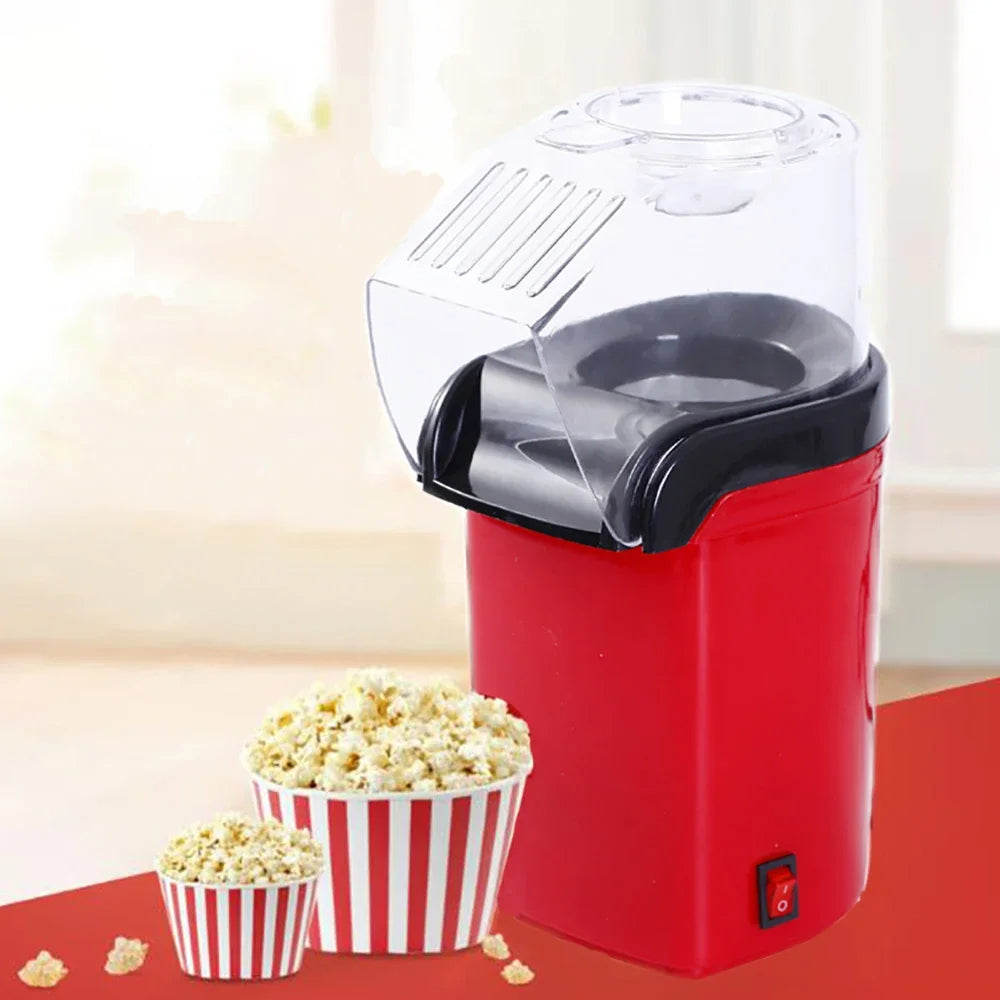 Oil-free popcorn popper in action