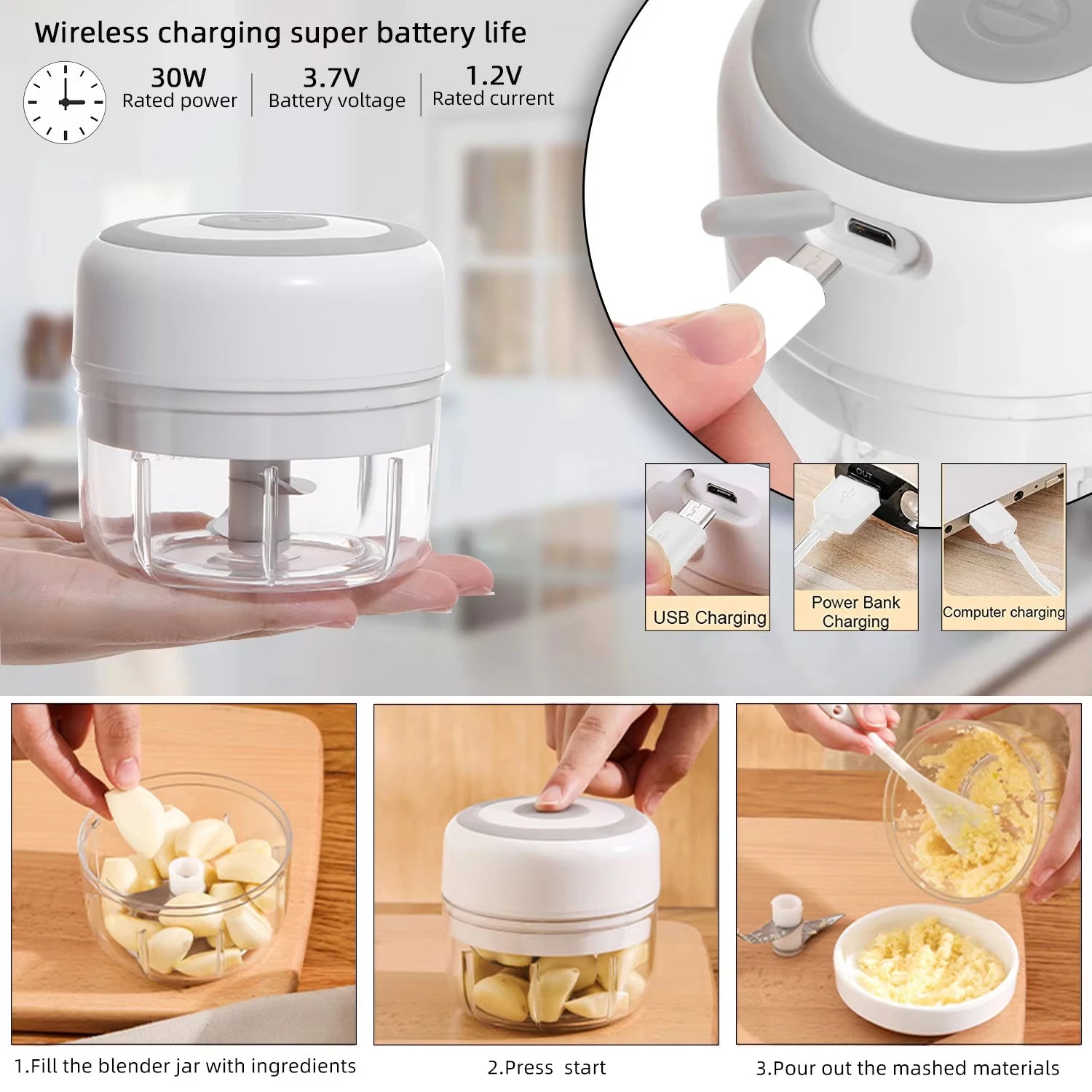 One-touch food processor for garlic