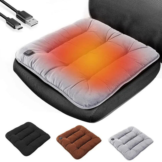 Plush car heated seat cushion