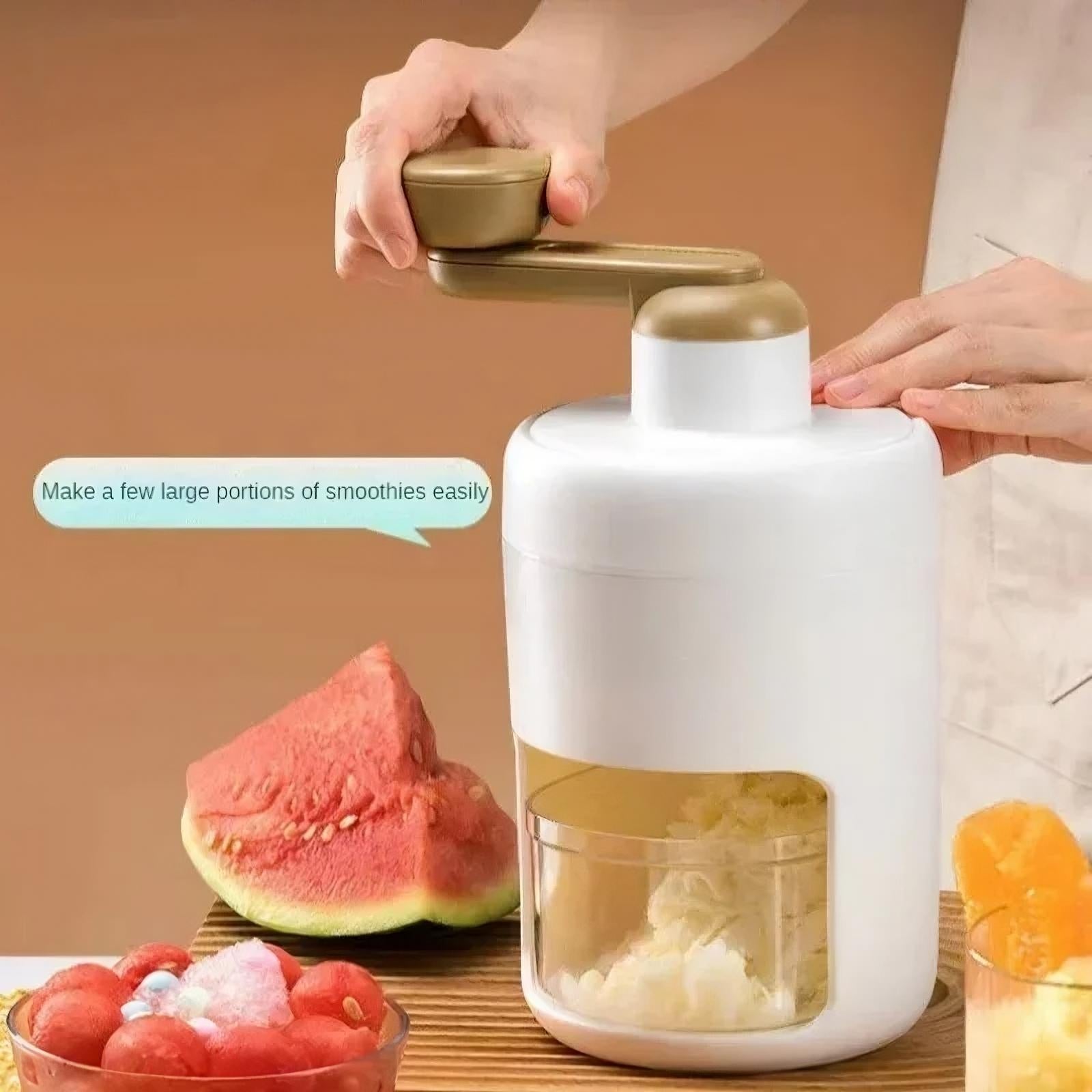 Portable slushie maker with crushed ice