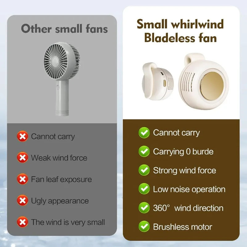 Quiet bladeless fan for commuting