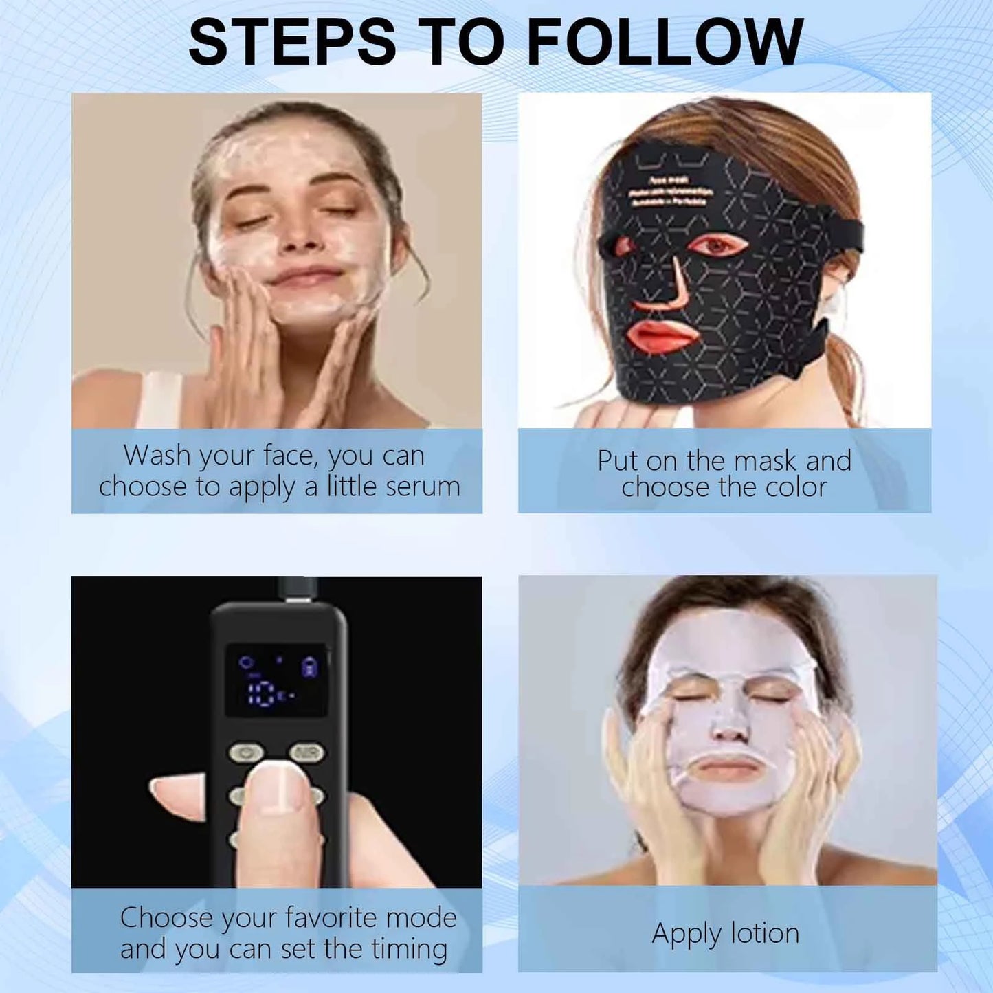 Rechargeable hands-free red light therapy mask