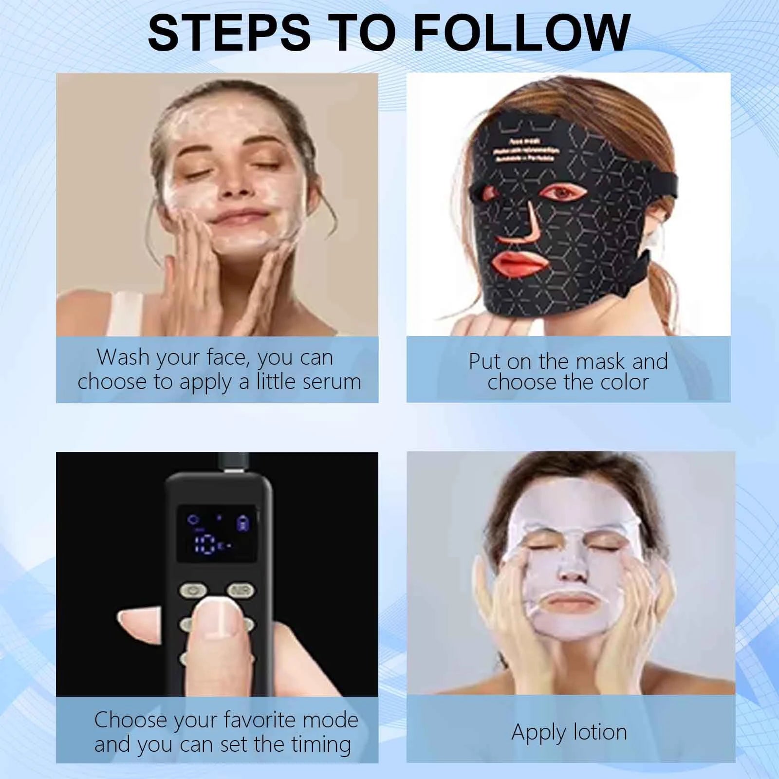 Rechargeable hands-free red light therapy mask