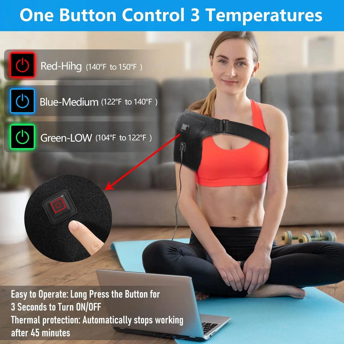 Rotator cuff support wrap with heat therapy