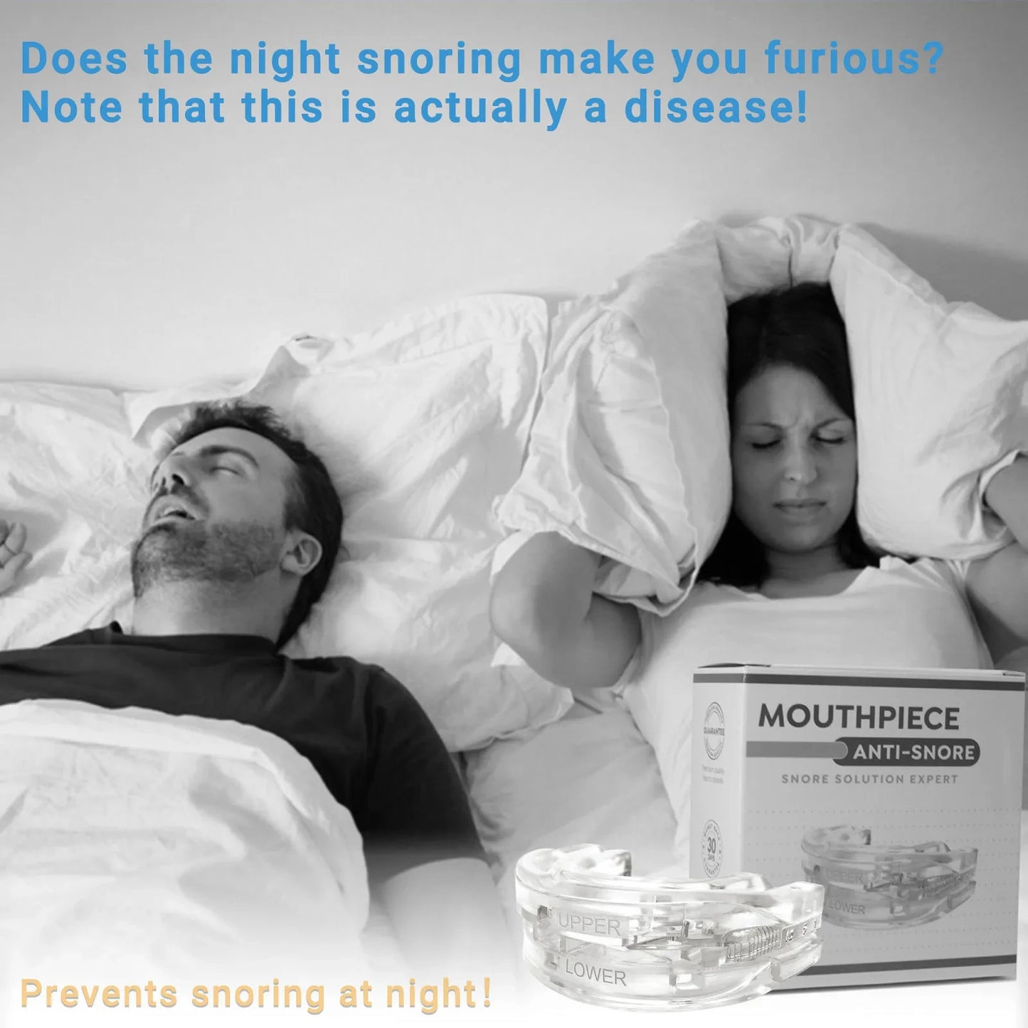 Snoring reduction mouth guard in case