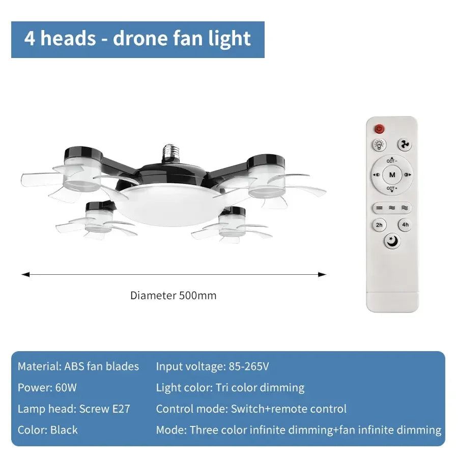Socket ceiling fan light for office and hallway