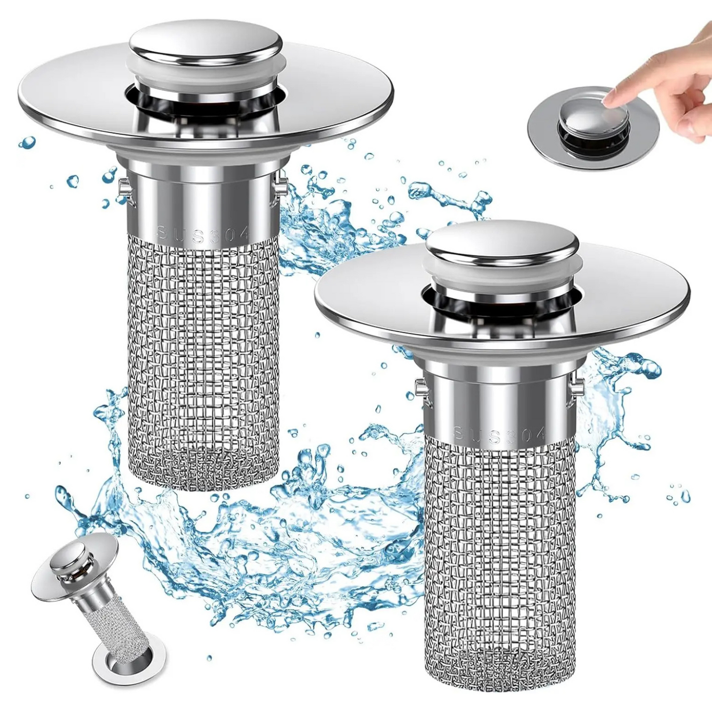 Stainless steel bathroom sink drain strainer