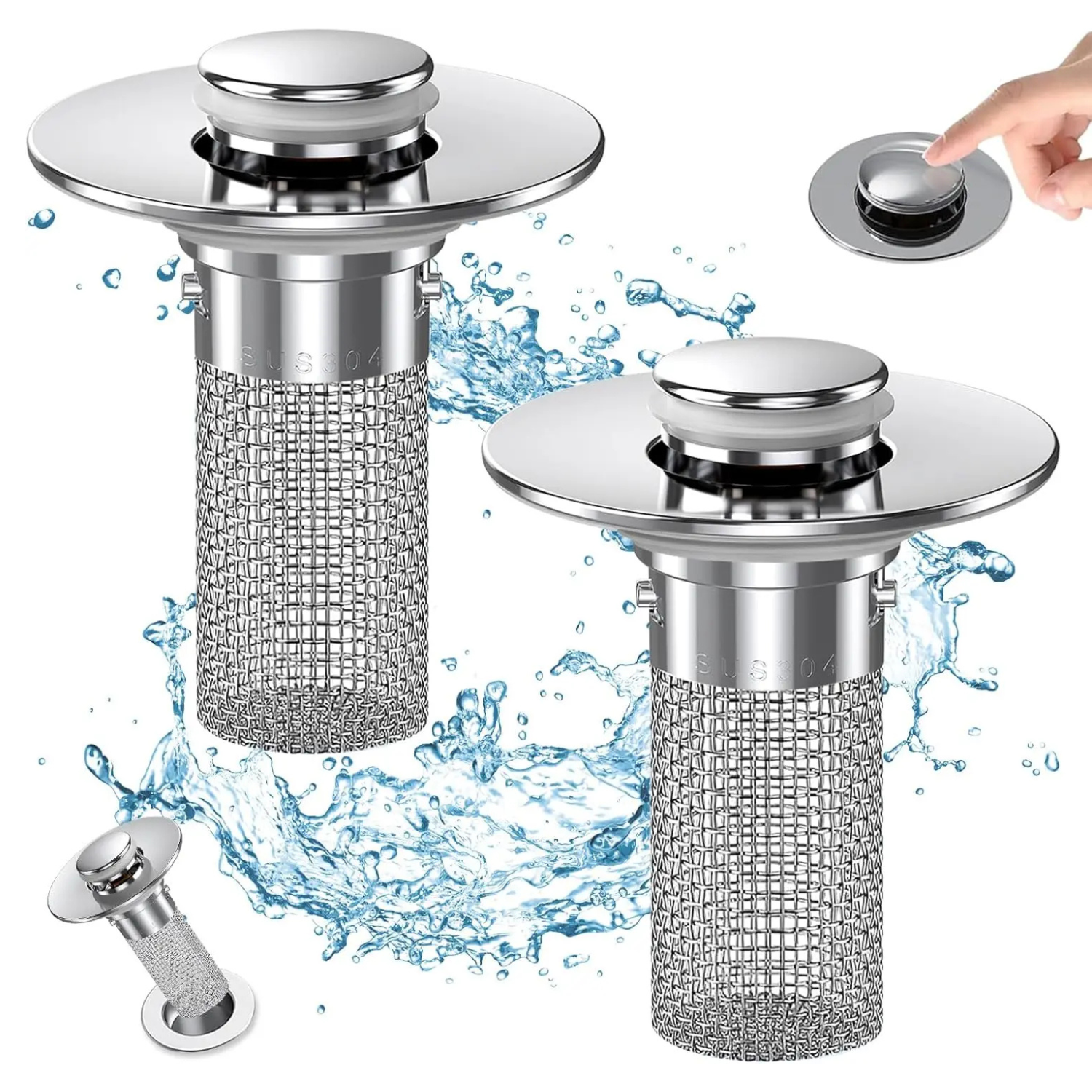 Stainless steel bathroom sink drain strainer