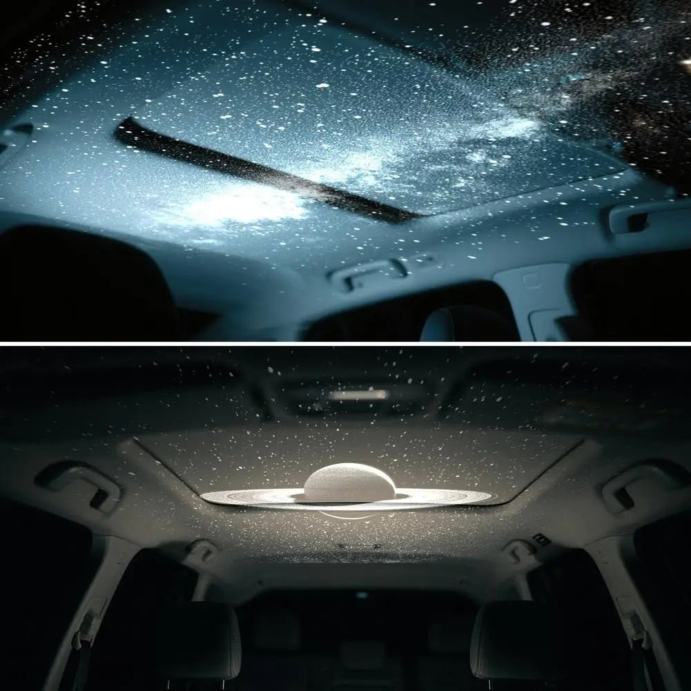 Star projector casting galaxy on ceiling