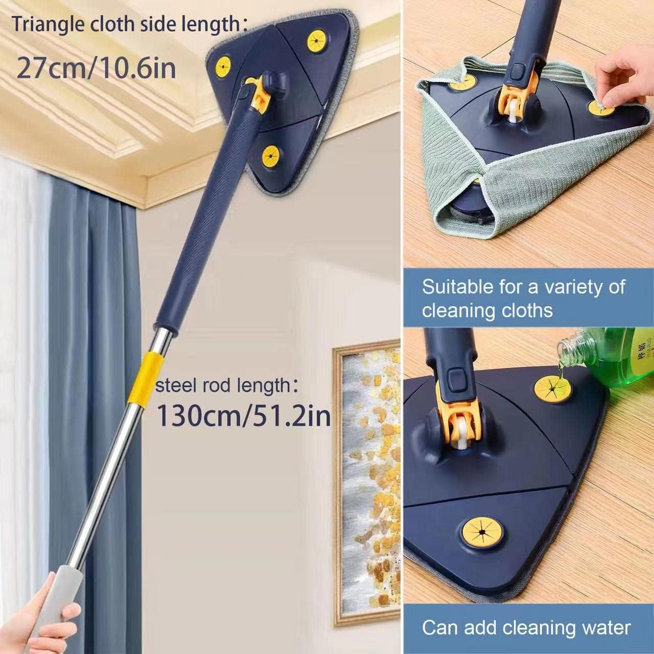Triangular mop cleaning hardwood floors