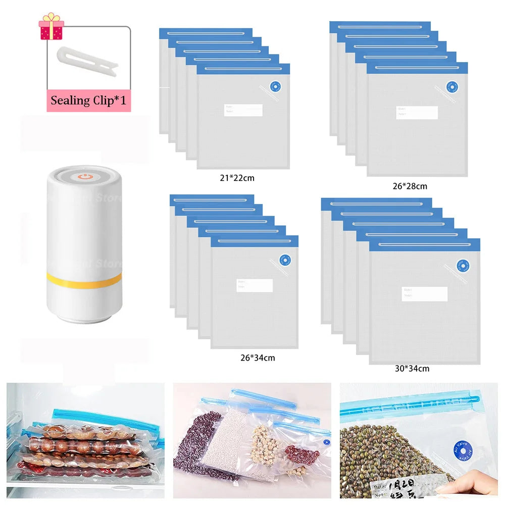 Vacuum sealed food storage bags set