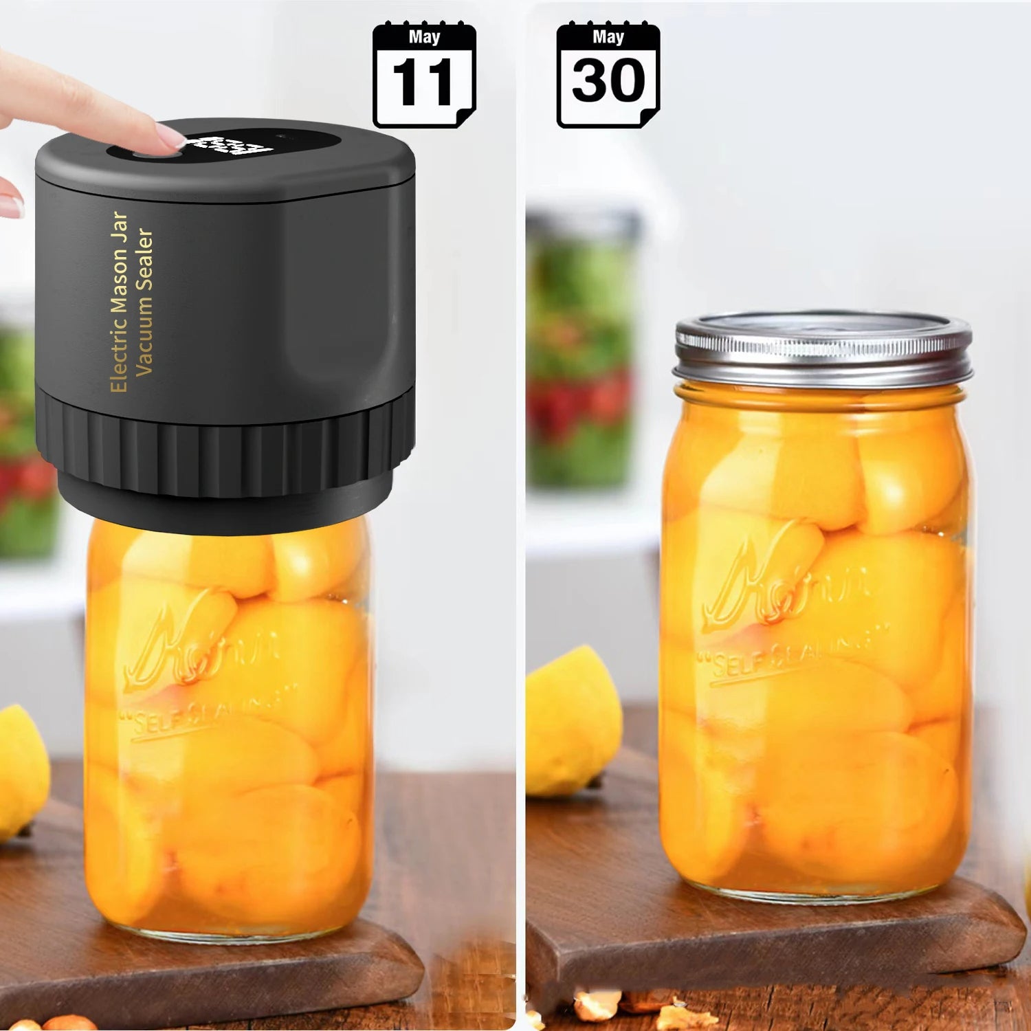 Vacuum sealer preserving food in mason jar