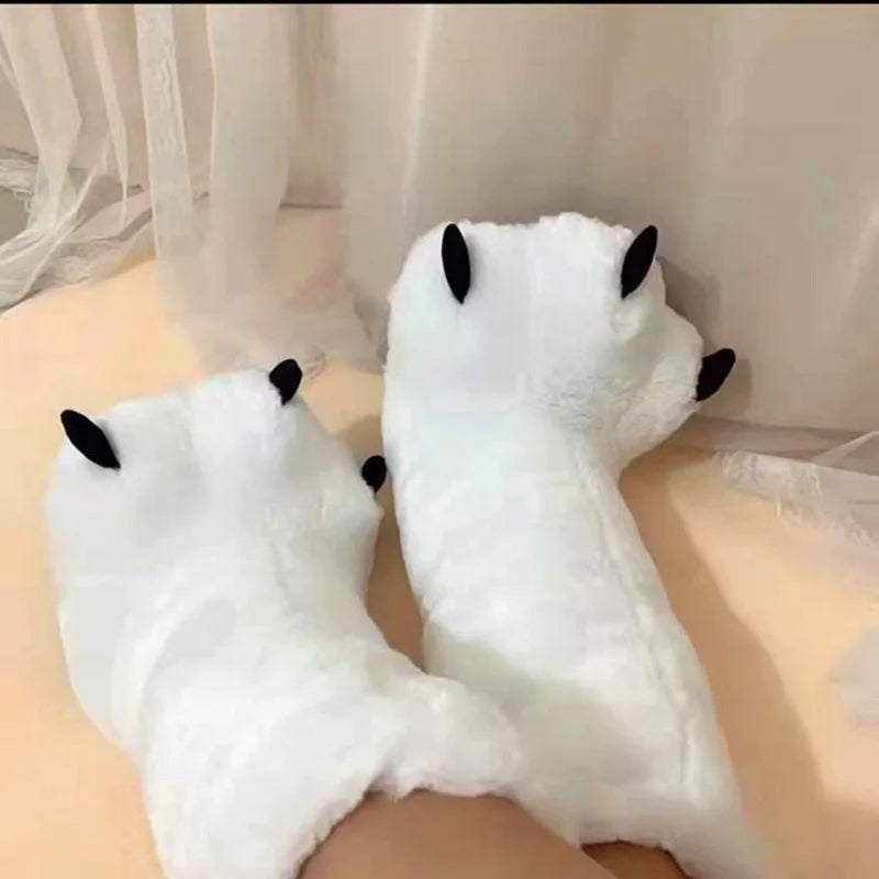 Warm plush bear claw footwear